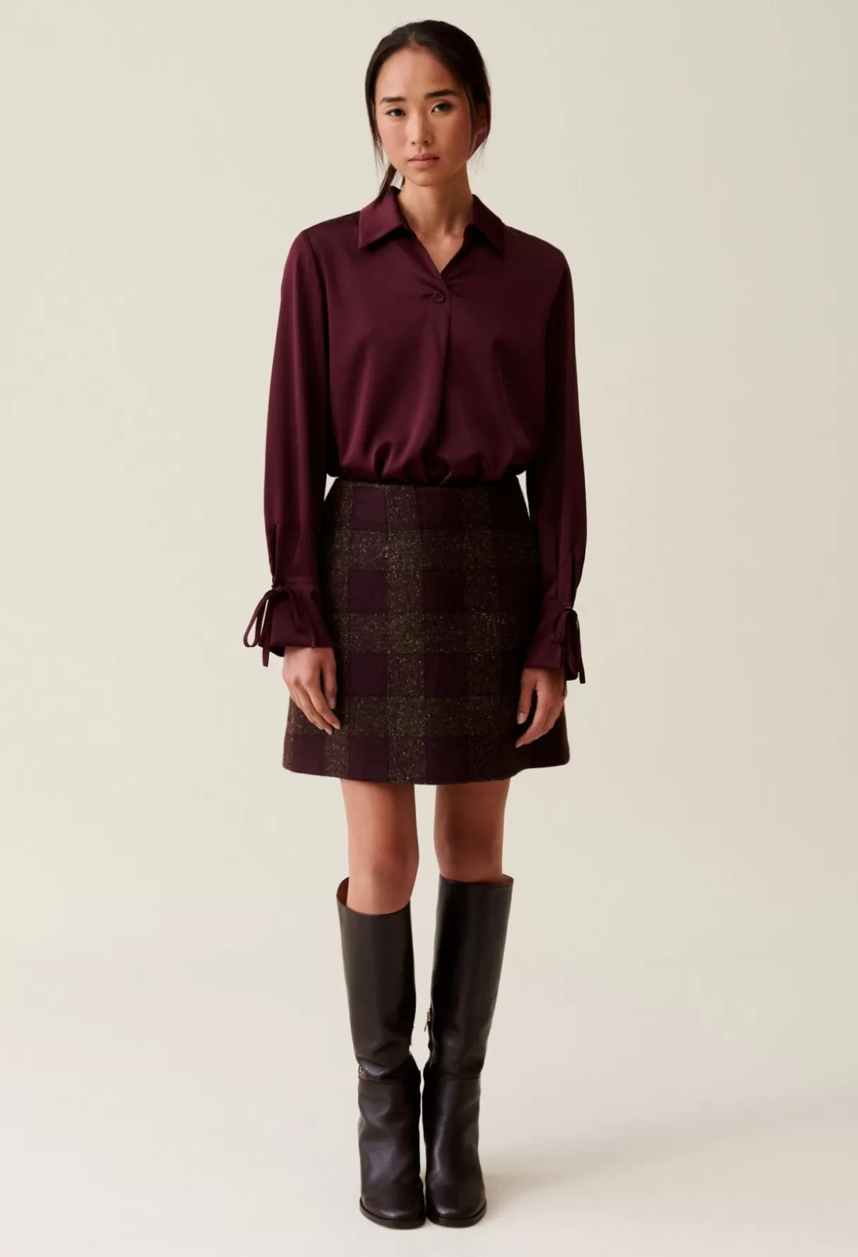 Tops Et Chemises-Claudie Pierlot Blouse fluide col ouvert Bordeaux