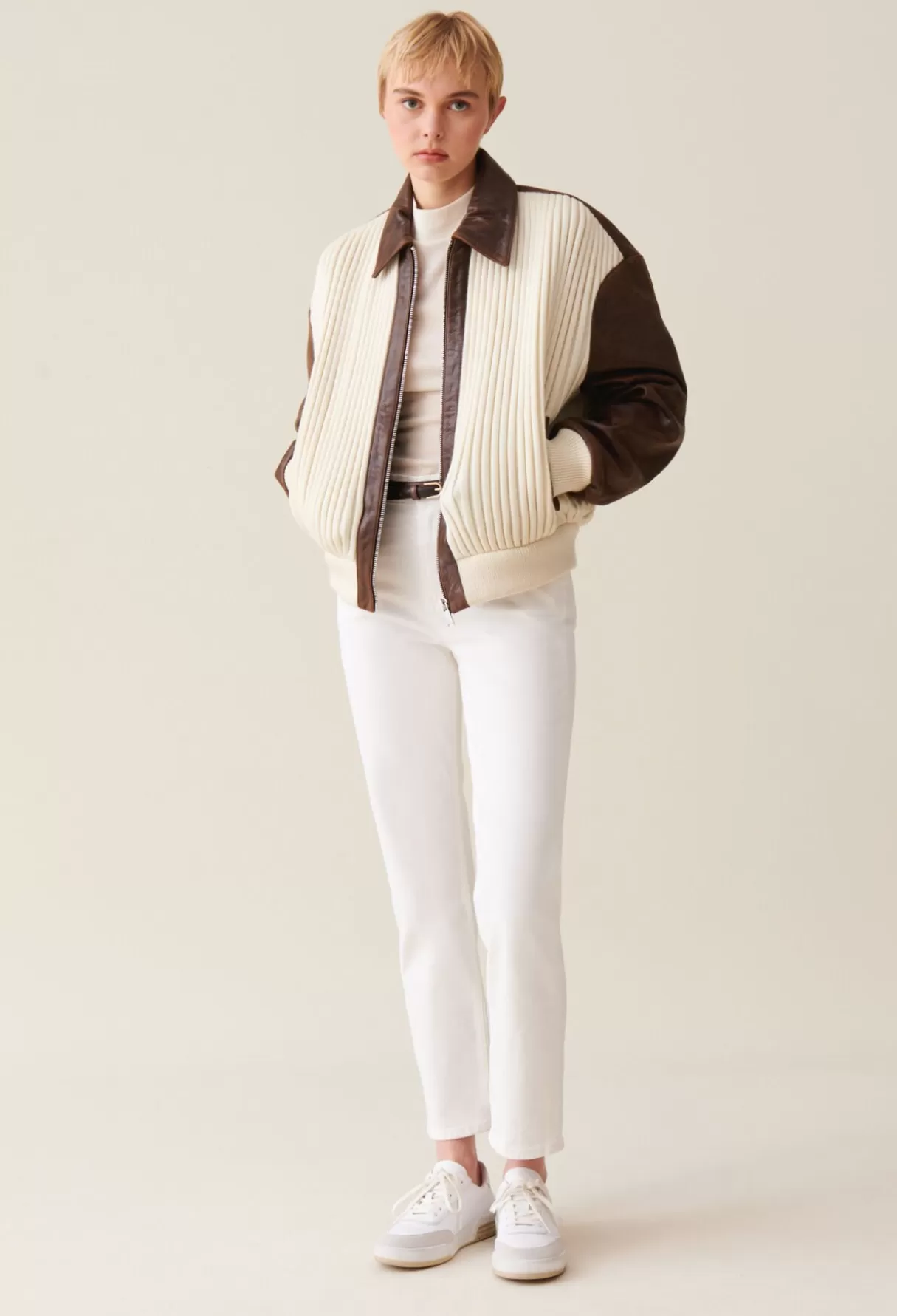 Blousons Et Vestes-Claudie Pierlot Bombers bimatière marron Bicolore