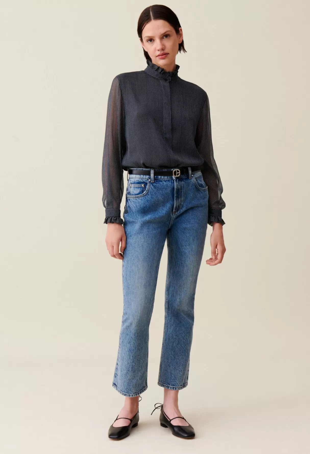 Tops Et Chemises-Claudie Pierlot Chemise fluide petits carreaux Marine