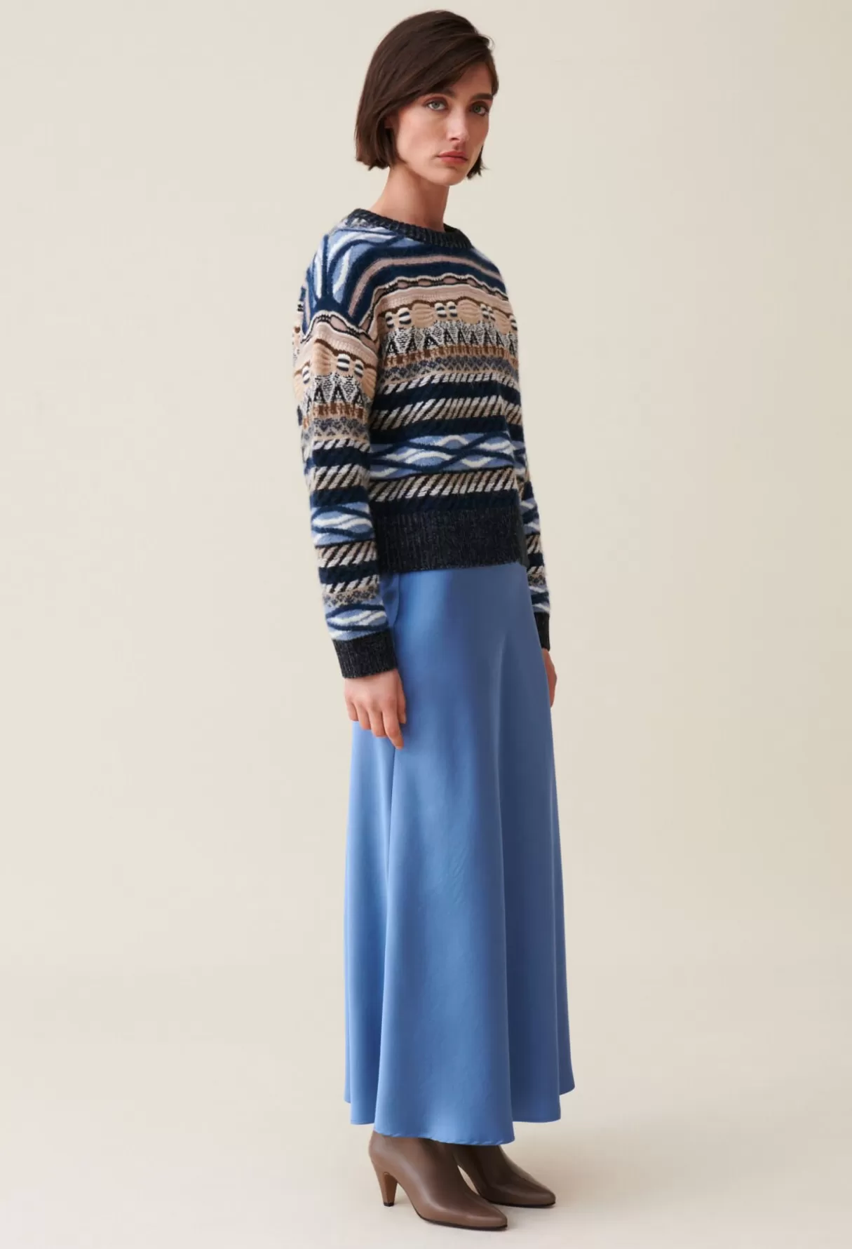 Pulls Et Cardigans-Claudie Pierlot Pull court rayures à motifs Multico