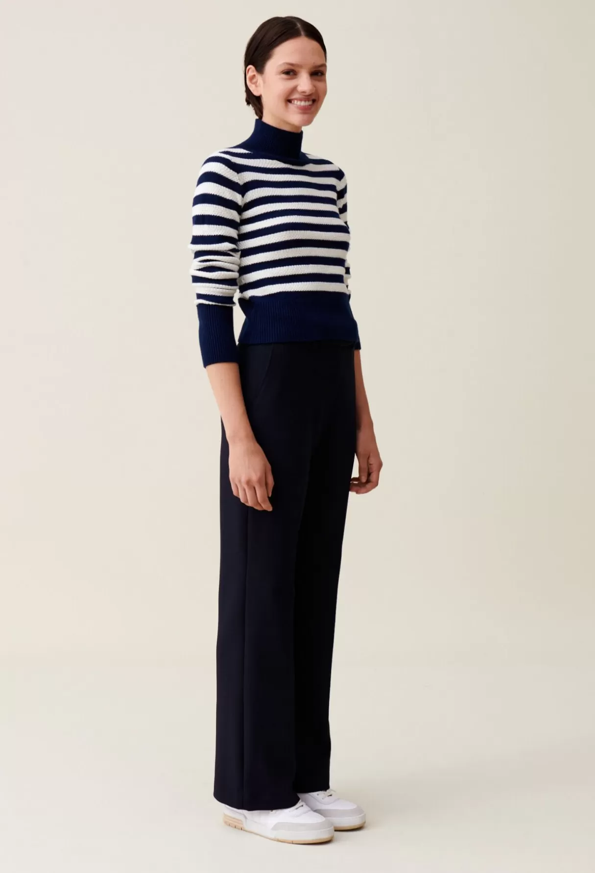 Pulls Et Cardigans-Claudie Pierlot Pull marinière col montant Bicolore