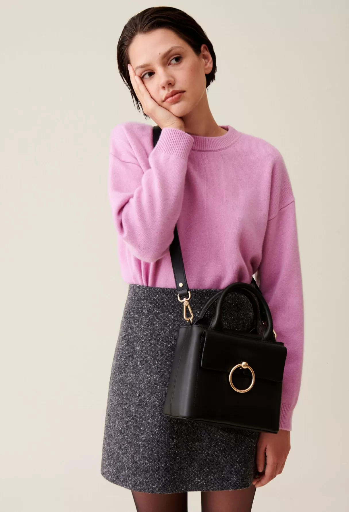 Sacs à Bandoulière-Claudie Pierlot Sac Anouck cuir Noir
