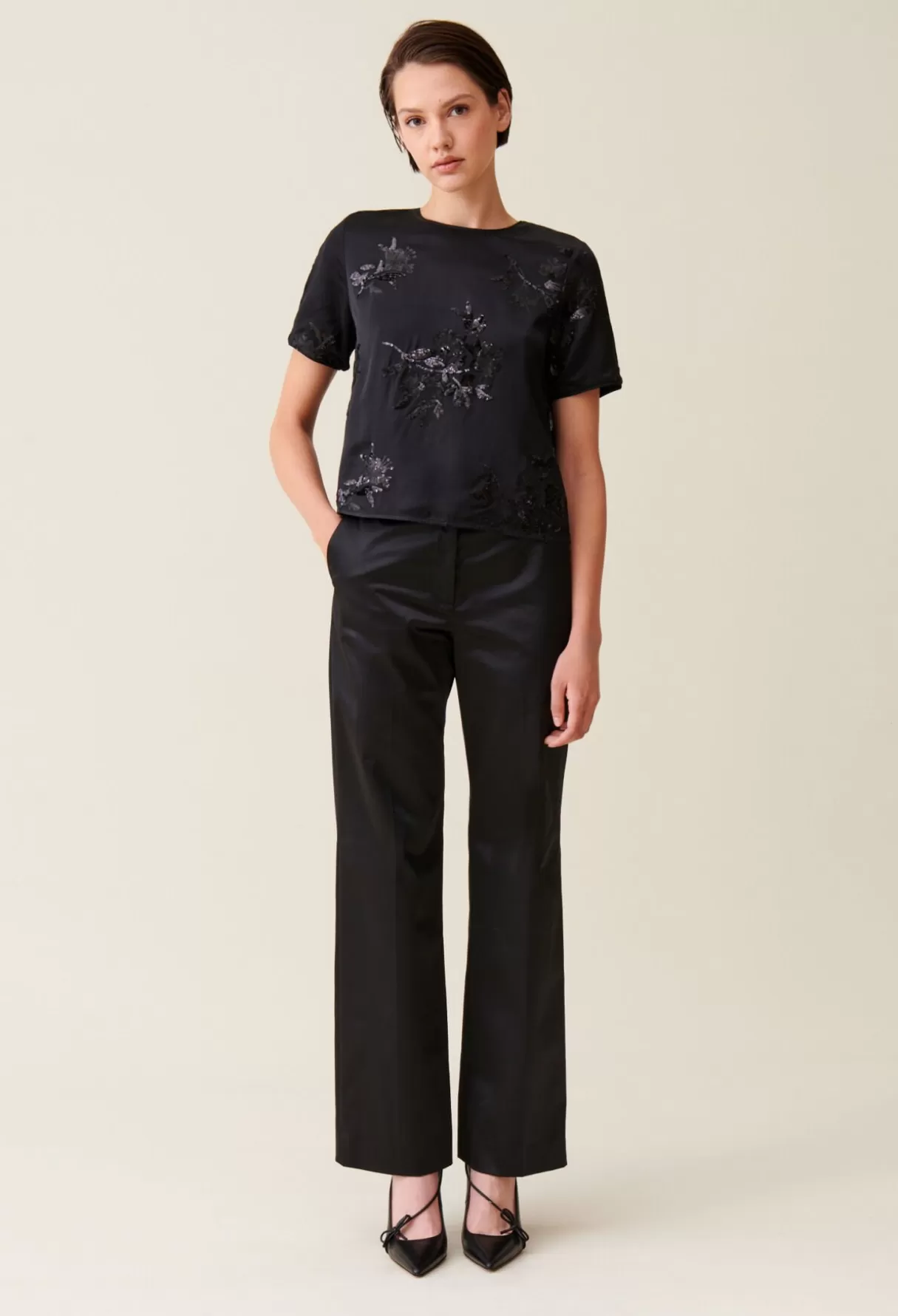 Tops Et Chemises-Claudie Pierlot Top sequins brodés Noir