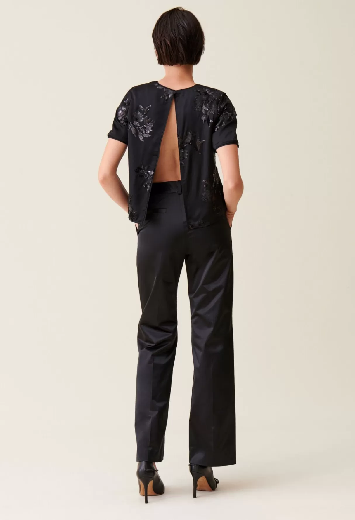 Tops Et Chemises-Claudie Pierlot Top sequins brodés Noir